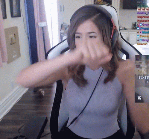 Pokimane Punching Heart Hand GIF