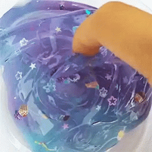 Poking Galaxy Themed Slime GIF