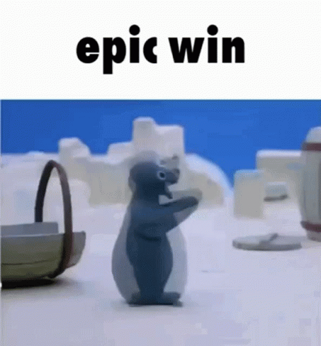 Polar Bear And Penguin In Snow Saying Epic Win GIF