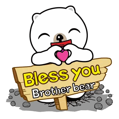 Polar Bear Holding Bless You Sign