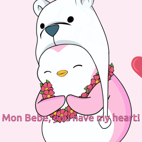 Polar Bear Holding Heart Saying Uwu