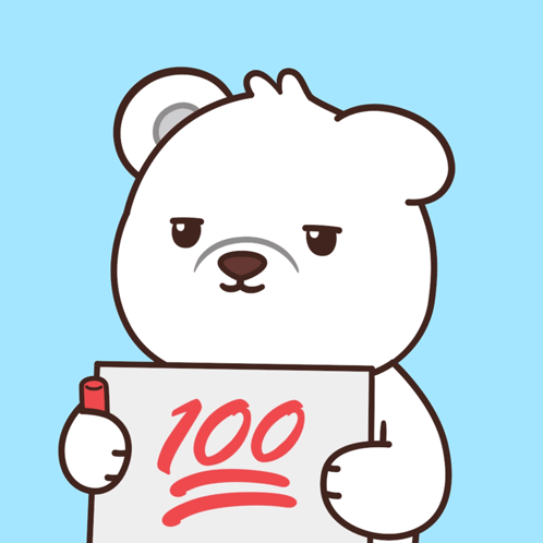 Polar Bear Holding Sign Saying 100 GIF