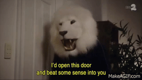 Polar Bear Saying I'd Open This Door And Beat Some Sense Into You GIF