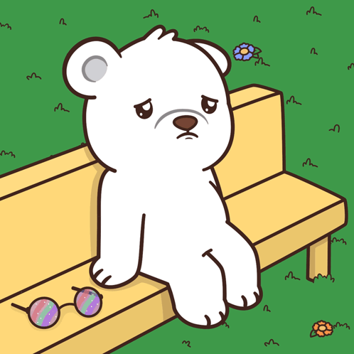 Polar Bear Sitting on Bench with Sunglasses