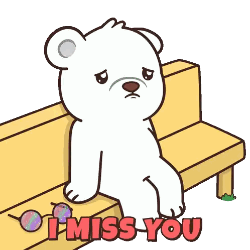 Polar Bear Sitting With I Miss You Text