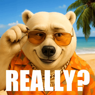 Polar Bear Wearing Sunglasses and Orange Shirt