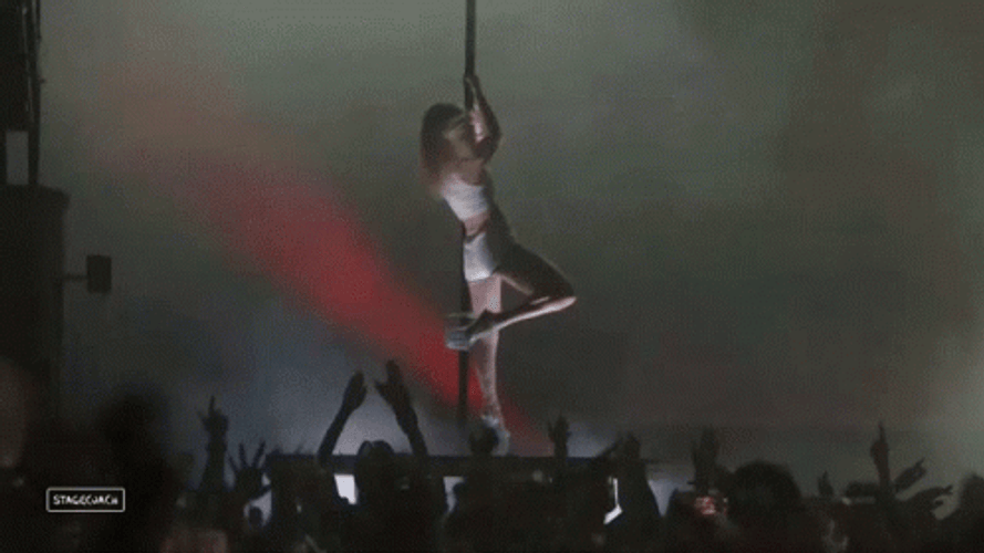Pole Dancing In Stage In Crowded Event GIF