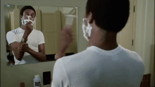Police Academy Shaving In The Bathroom GIF