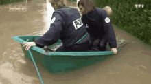 Police Boat Rescue Flood Victim GIF
