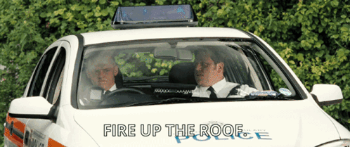 Police Car Hot Fuzz Fire Up The Roof GIF