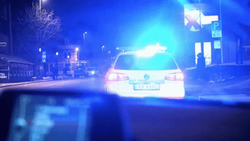 Police Car Lights Speeding Off GIF