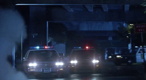Police Car Lights To The Scene GIF