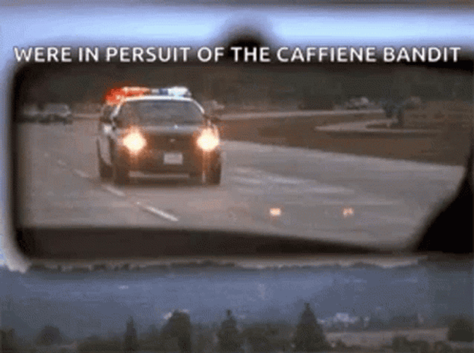 Police Lights In Pursuit Of The Caffeine Bandit GIF