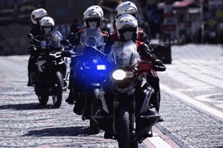 Police Lights Motorcycle Day Time GIF