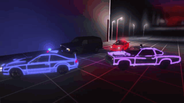 Police Lights Neon Lights Silhouette GIF