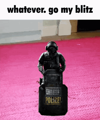 Police Officer Holding Shield Saying Polizei