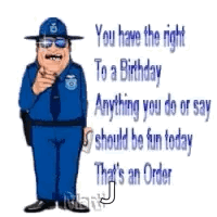 Police Officer Pointing Birthday Message