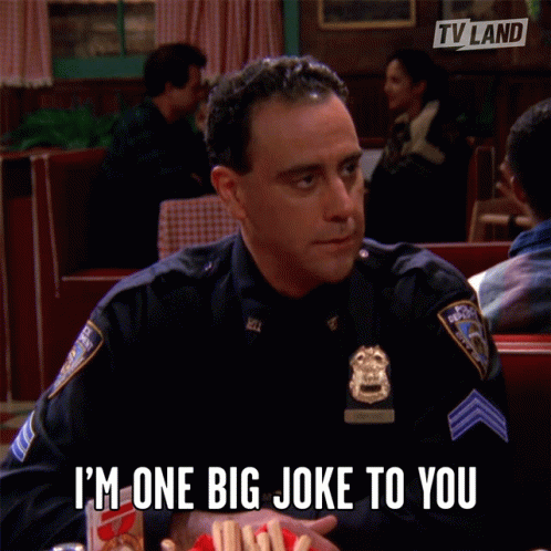 Police Officer Says I'm One Big Joke To You In Diner GIF