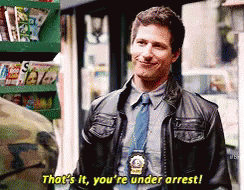 Police Officer Smiling Says That's It You're Under Arrest GIF