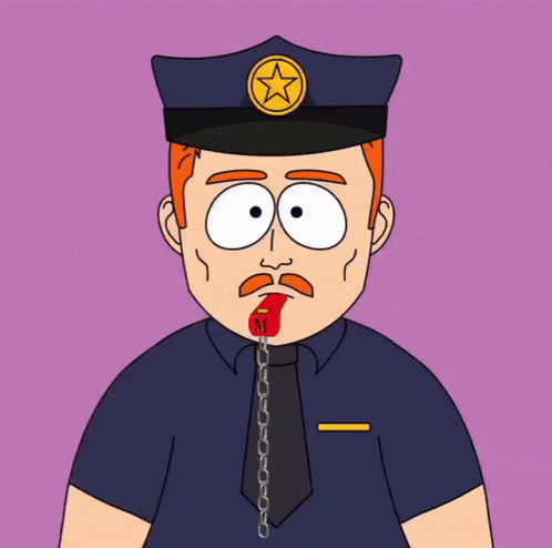 Police Officer With Chains Around Mouth