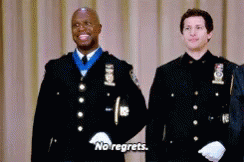 Police Officer With Medal Saying No Regrets