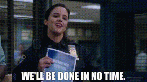 Police Woman Holding Book Says We'll Be Done