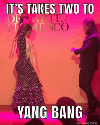 Polka Dot Woman Dancing With Man in Suit It Takes Two to Yang Bang
