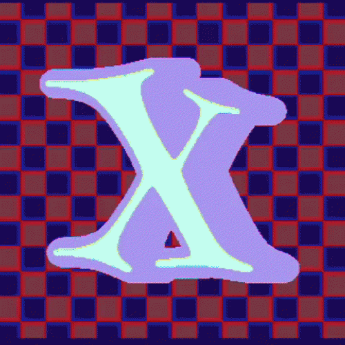 Polychromatic Checkered Letter X Artwork GIF