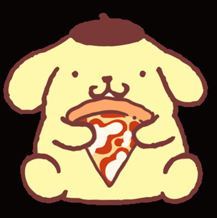 Pompompurin Cute Eating Pizza GIF