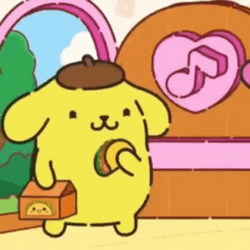 Pompompurin Cute Eating Tacos GIF