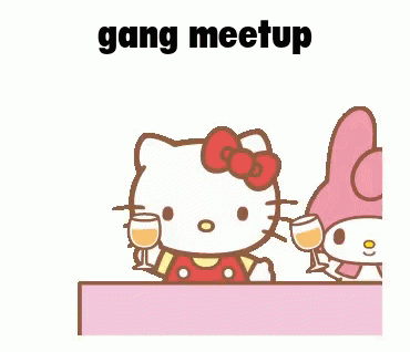 Pompompurin Hello Kitty Gang Meet Up GIF