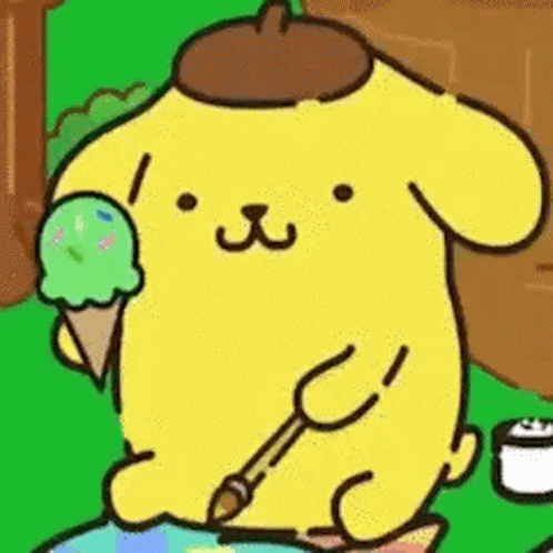 Pompompurin Licking Ice Cream GIF