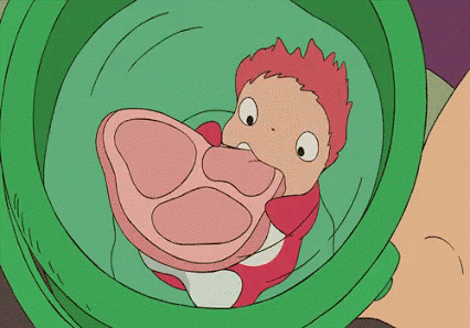 Ponyo Eating Meat GIF