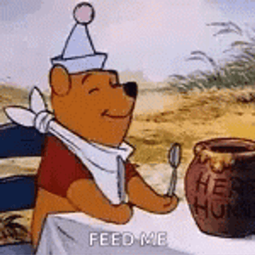 Pooh In Bib Feed Me GIF
