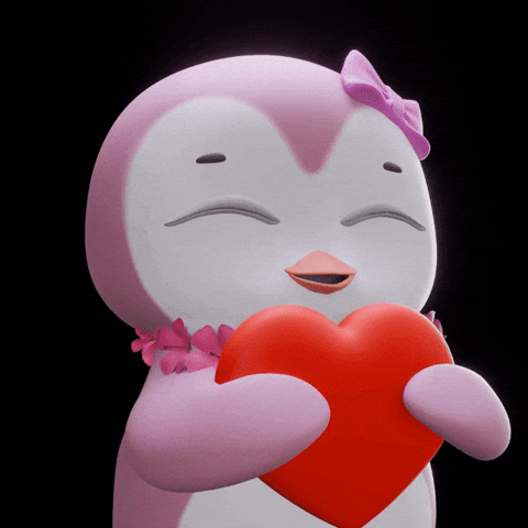 Pookie Pink Penguin Heart GIF