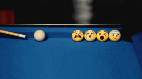 Pool Balls With Smiley Faces On Them Are Lined Up On A Table GIF