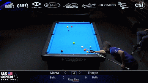 Pool Table With Blue Cloth and Balls
