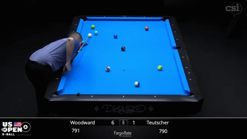 Pool Table with Blue Cloth and Diamond