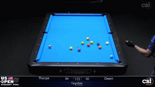 Pool Table With Blue Cloth And Diamond GIF