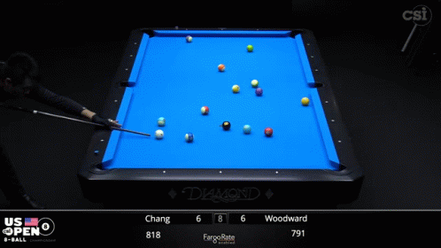 Pool Table With Blue Cloth Saying Diamond