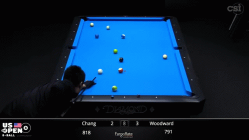 Pool Table With Blue Cloth Saying Diamond GIF