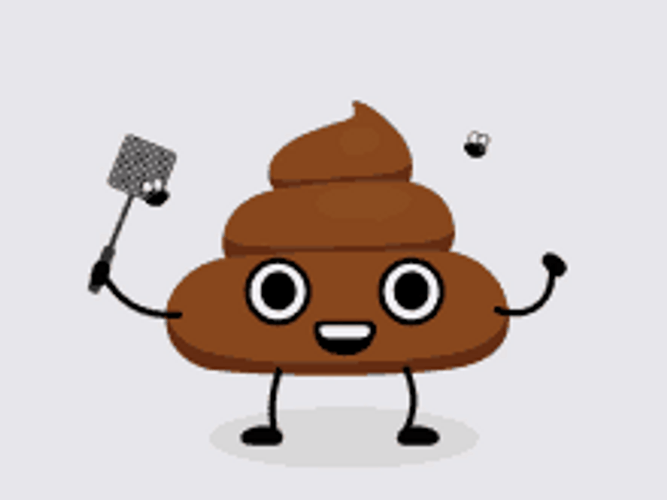 Poop Emoji Holding Fly Swatter GIF