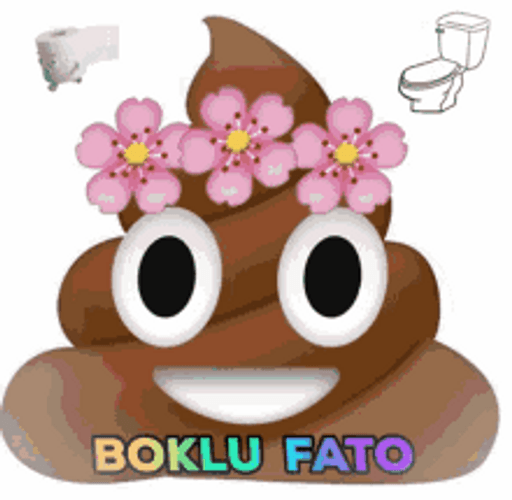 Poop Emoji With Toilet Paper And Bowl GIF