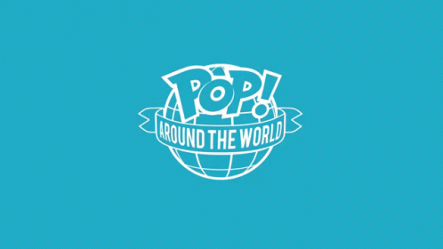 Pop Around The World Logo Blue Background GIF