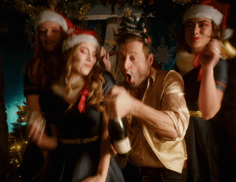 Pop Champagne Christmas Celebration GIF