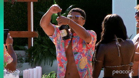 Pop Champagne Love Island Cast GIF