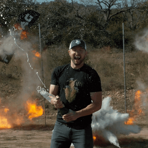 Pop Champagne With Fire Explosion GIF