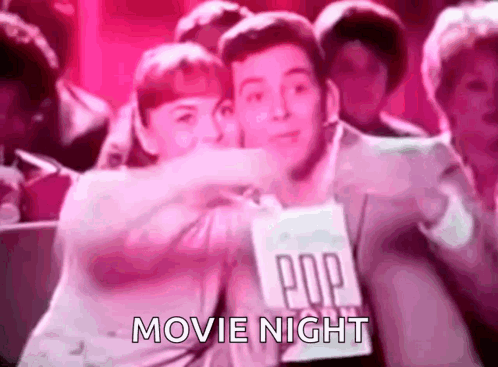 Popcorn Ready Couple Movie Night GIF