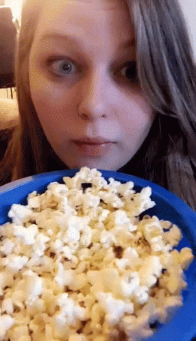 Popcorn Ready Woman Eating In Bowl GIF