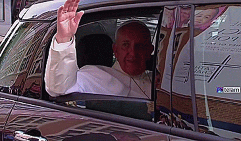 Pope Francis Peace Sign In Pope Mobile GIF